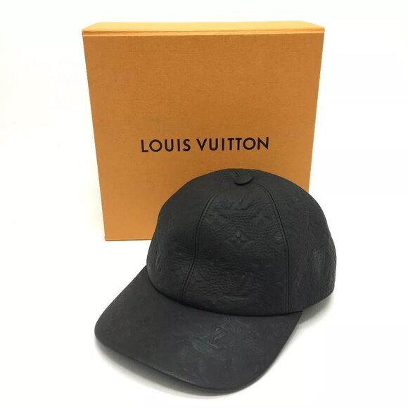 LOUIS VUITTON MP2605 Monogram Newsboy cap 1.1 Leather Cap Hat Black - Picture 8 of 8